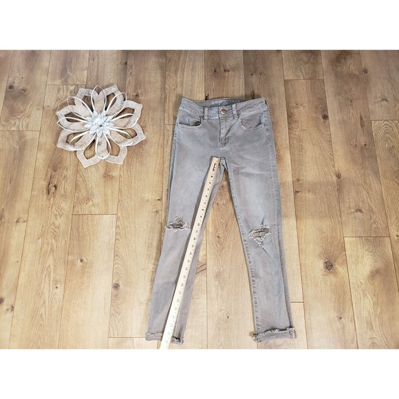 AMERICAN EAGLE 360 SUPER STRETCH Taupe Gray JEGGING CROP JEANS SIZE 2 - Picture 6 of 8
